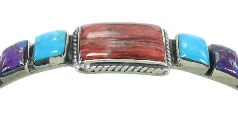 Southwest Sterling Silver Multicolor Cuff Bracelet VX64972